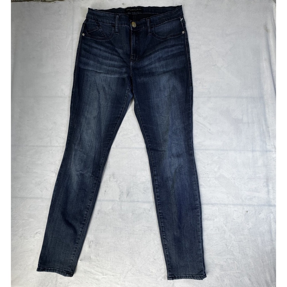 Rock & Republic Womens Skinny Jeans Blue Denim Whisker Mid Rise Regular Fit 12